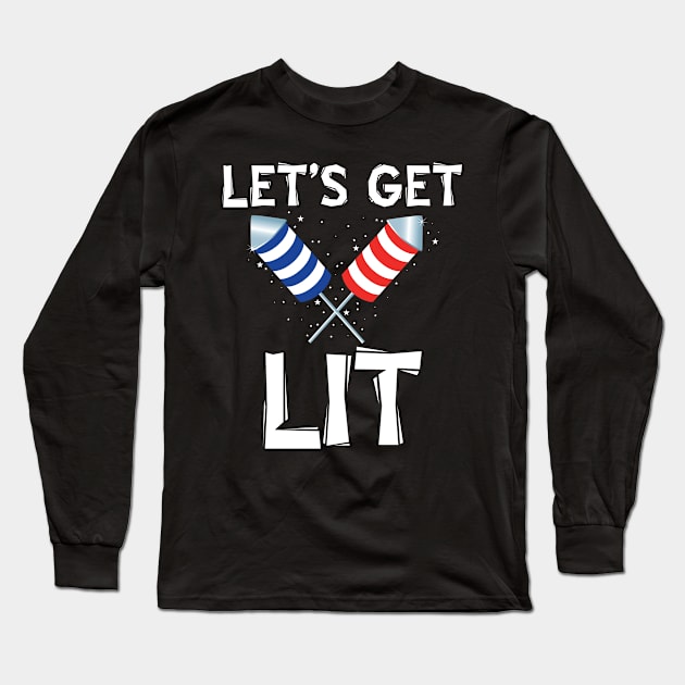 Let's Get Lit Fireworks Long Sleeve T-Shirt by KHJ